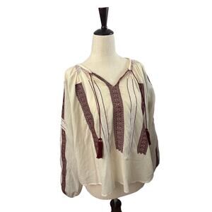 LoveShackFancy Lou Peasant Top Boho Embroidered Womens Small